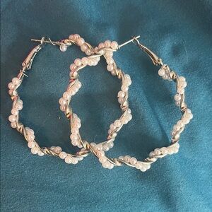 Elegant Gold and Pearl Hoop Earrings